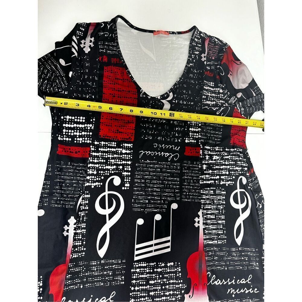 Lili by Firmiana Music Lovers Tunic Dress Sz 1X A-Line 3/4 Sleeve Black White - Picture 8 of 13